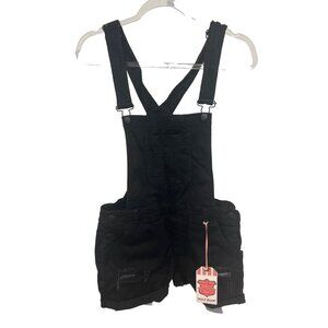 Wax Black Distressed Overall Shorts